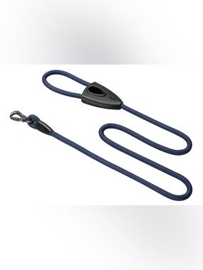 Navy Blue TUG OVAL Rope Dog Leash with oval compartment for waste bags. 5ft long